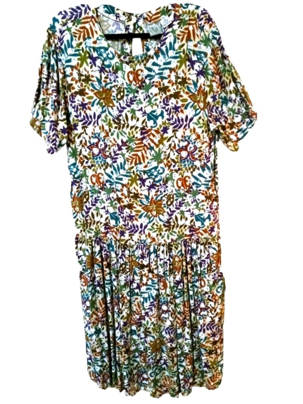 80s Ivy Impressions Cottagecore Grunge Dress Large Prairie Drop Waist Pleaded